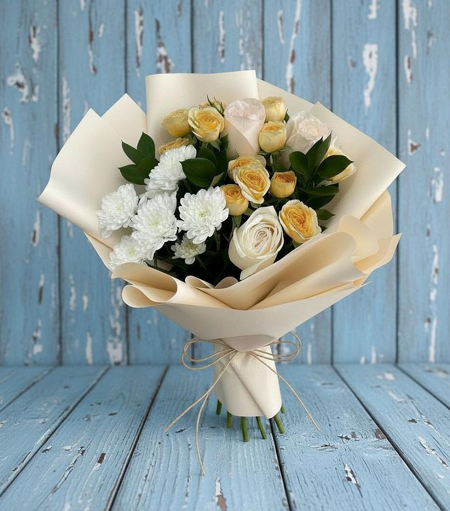 Букет цветов из: Розы и Хризантемы в Рождествено