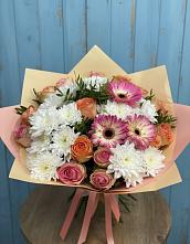 Букет цветов из:  Розы, Герберы и Хризантемы в Рождествено