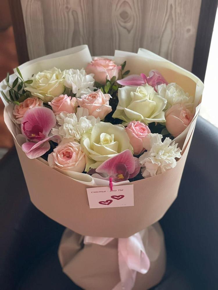 Букет цветов из: Орхидеи, Розы и Гвоздики в Рождествено