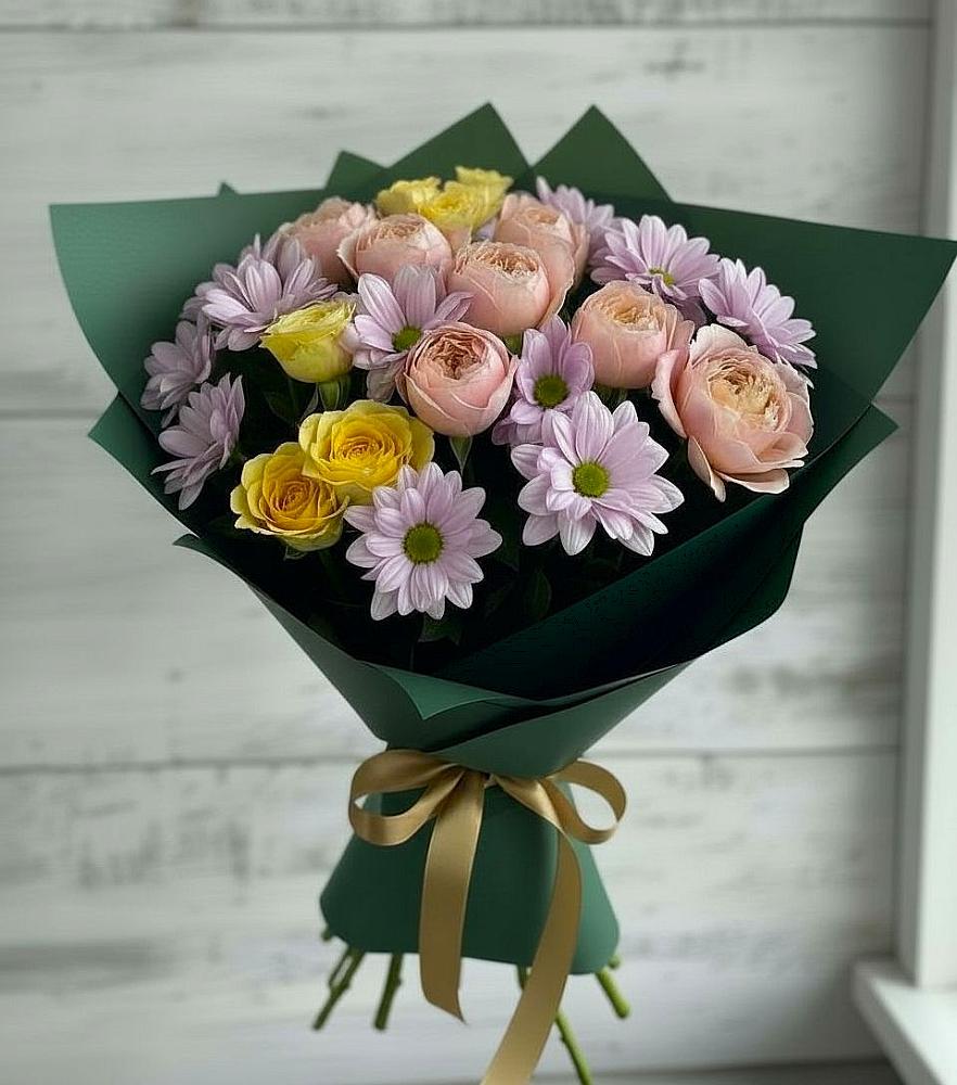 Букет цветов из: Хризантемы и Розы в Рождествено
